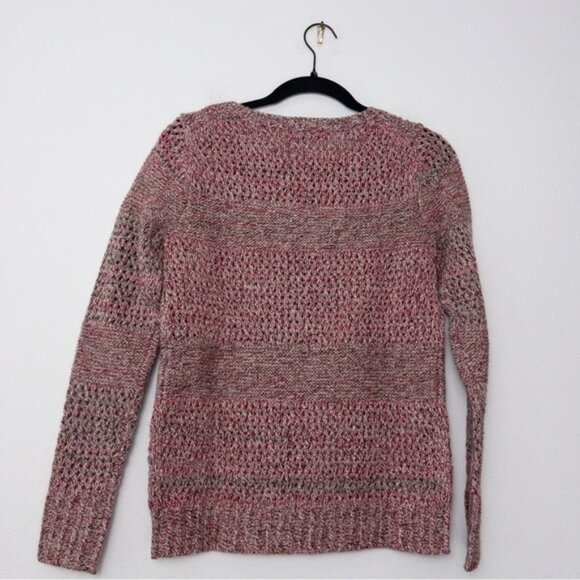 Fossil Striped Woven Metallic Knit Merino Wool Lambswool Cashmere Sweater XS - Picture 6 of 7